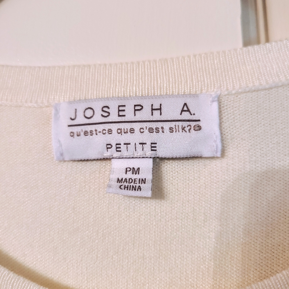 Joseph A. Creamy White Button-Up Sweater w/ Black Floral & Gold Beaded Design - Picture 7 of 7